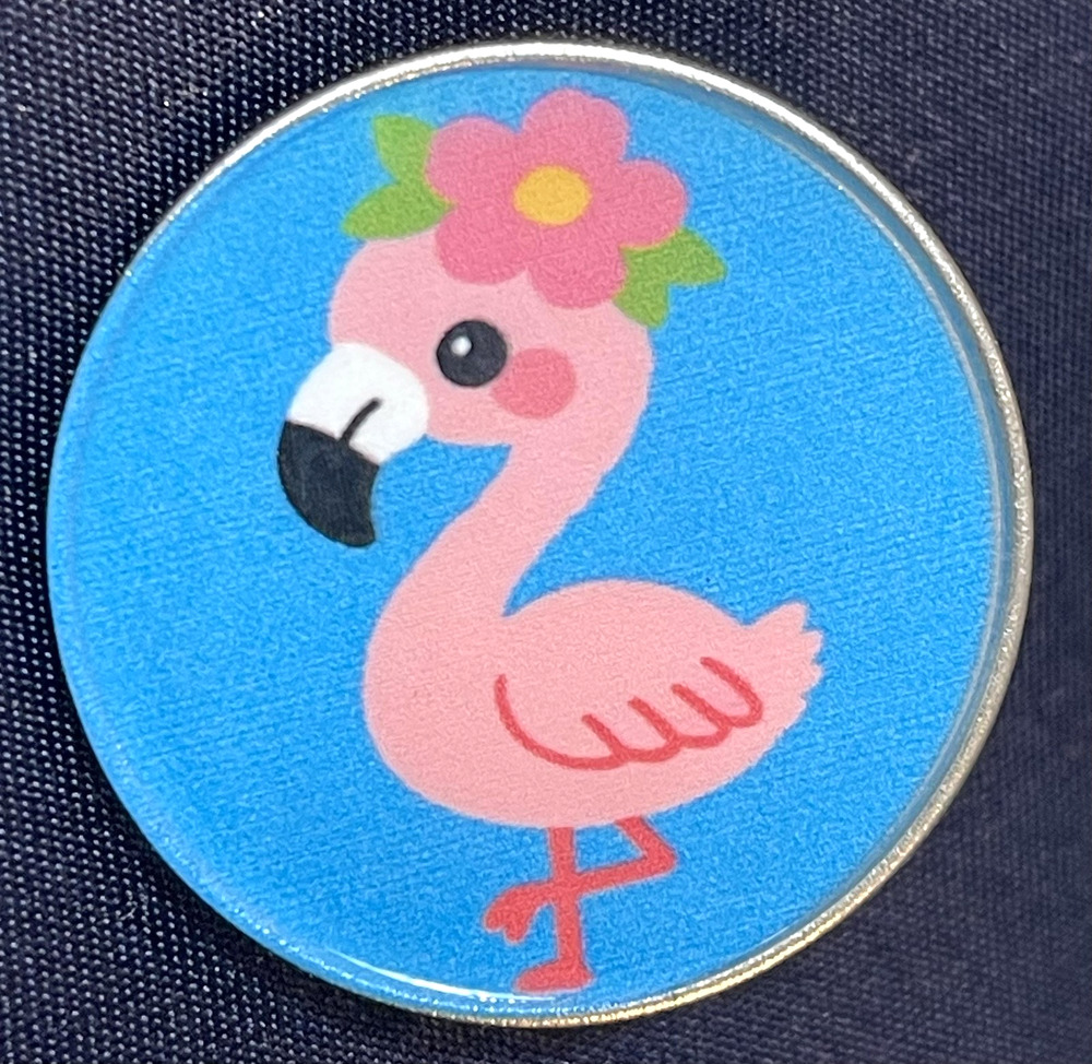 NWOT Blue Pink Flamingo Brooch Lapel Pin Bird Nature Tropical Vacation Resort